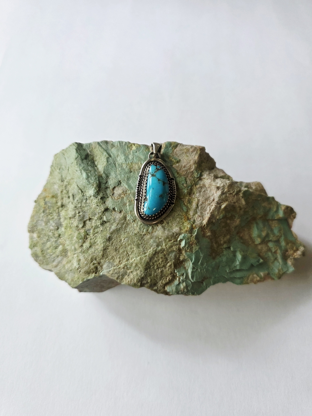 Turquoise Teardrop Sterling Pendant - Blue Gemstone Jewelry